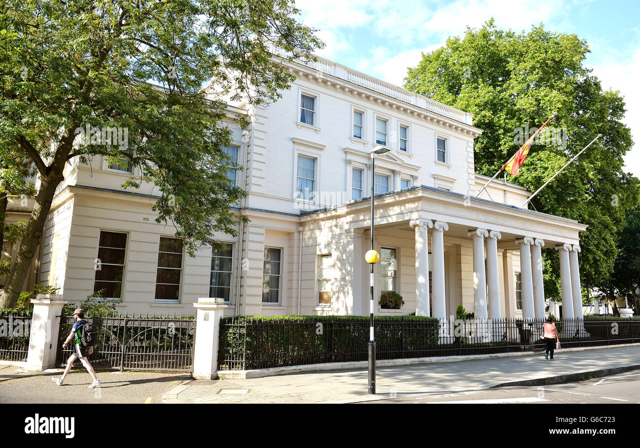 The Spanish Embassy in Chesham Place, Belgravia, central London after