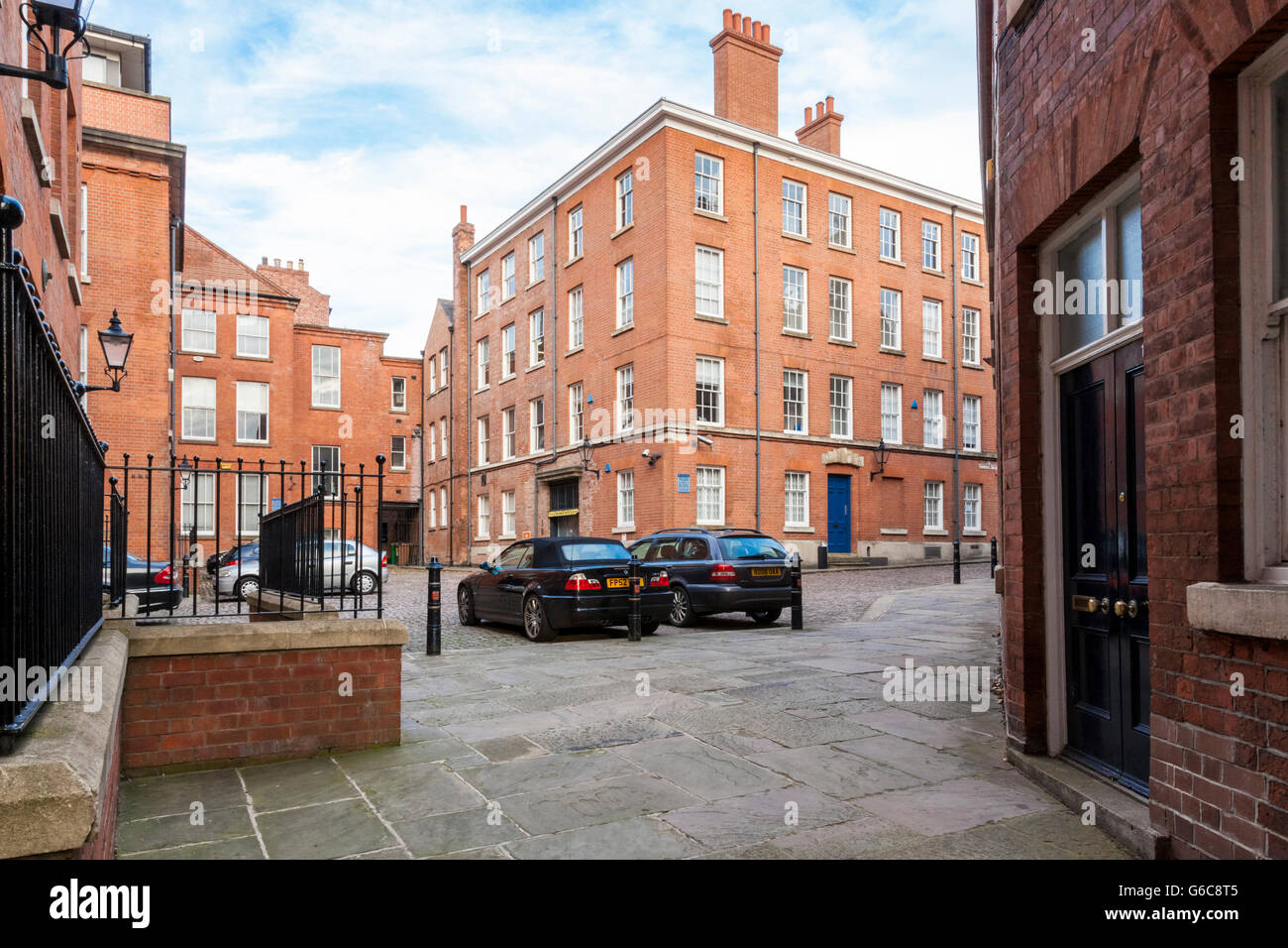18th century Georgian warehouses. These buildings were redeveloped for residential and commercial use. Commerce Square, Lace Market, Nottingham, UK Stock Photo