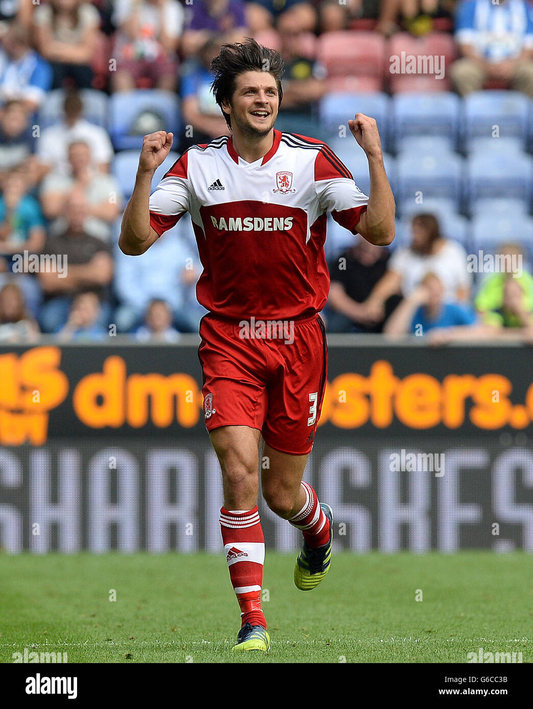 Middlesbroughs friend celebrates scoring against wigan athletic