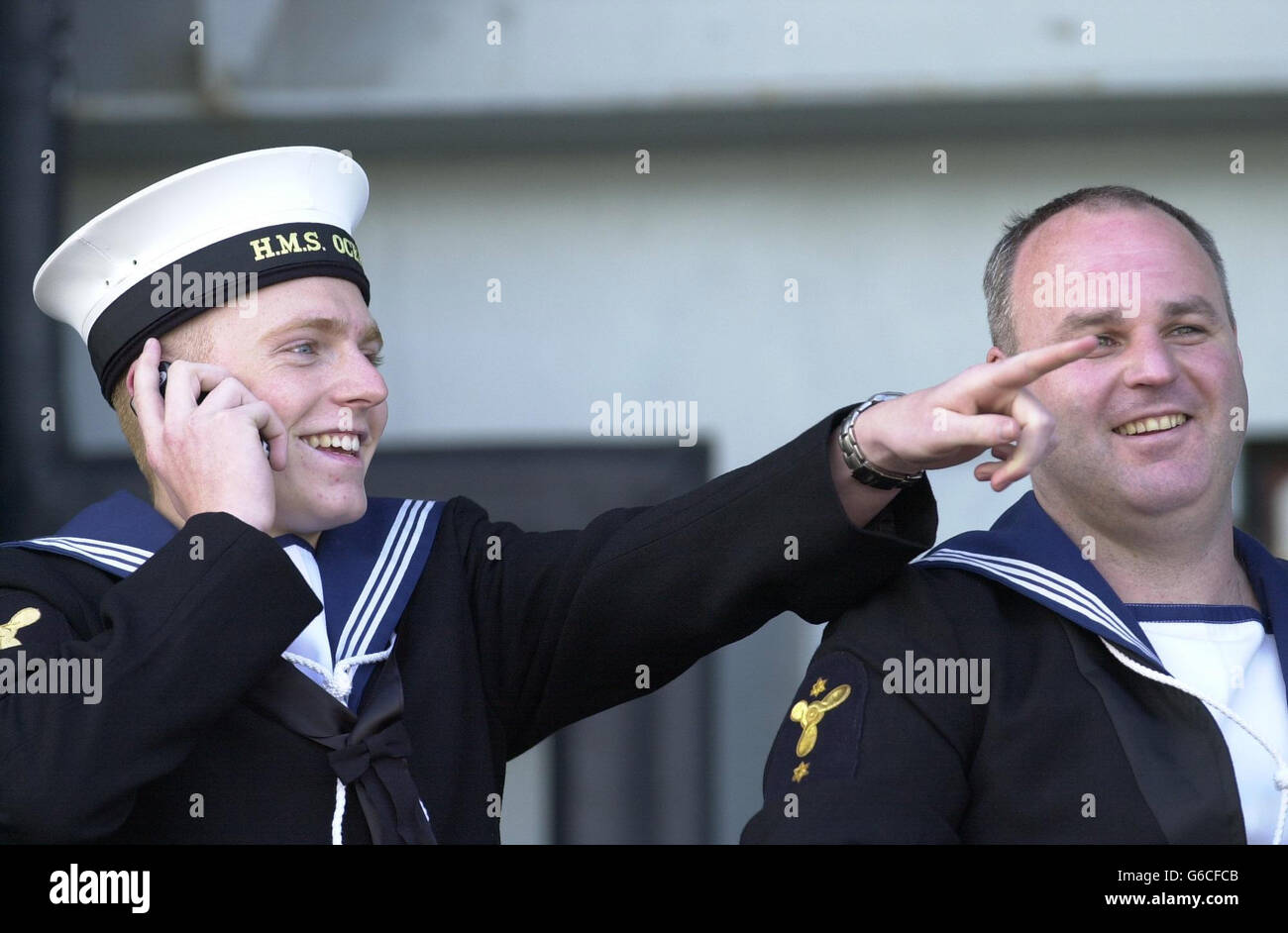 HMS Ocean returns to Plymouth Stock Photo
