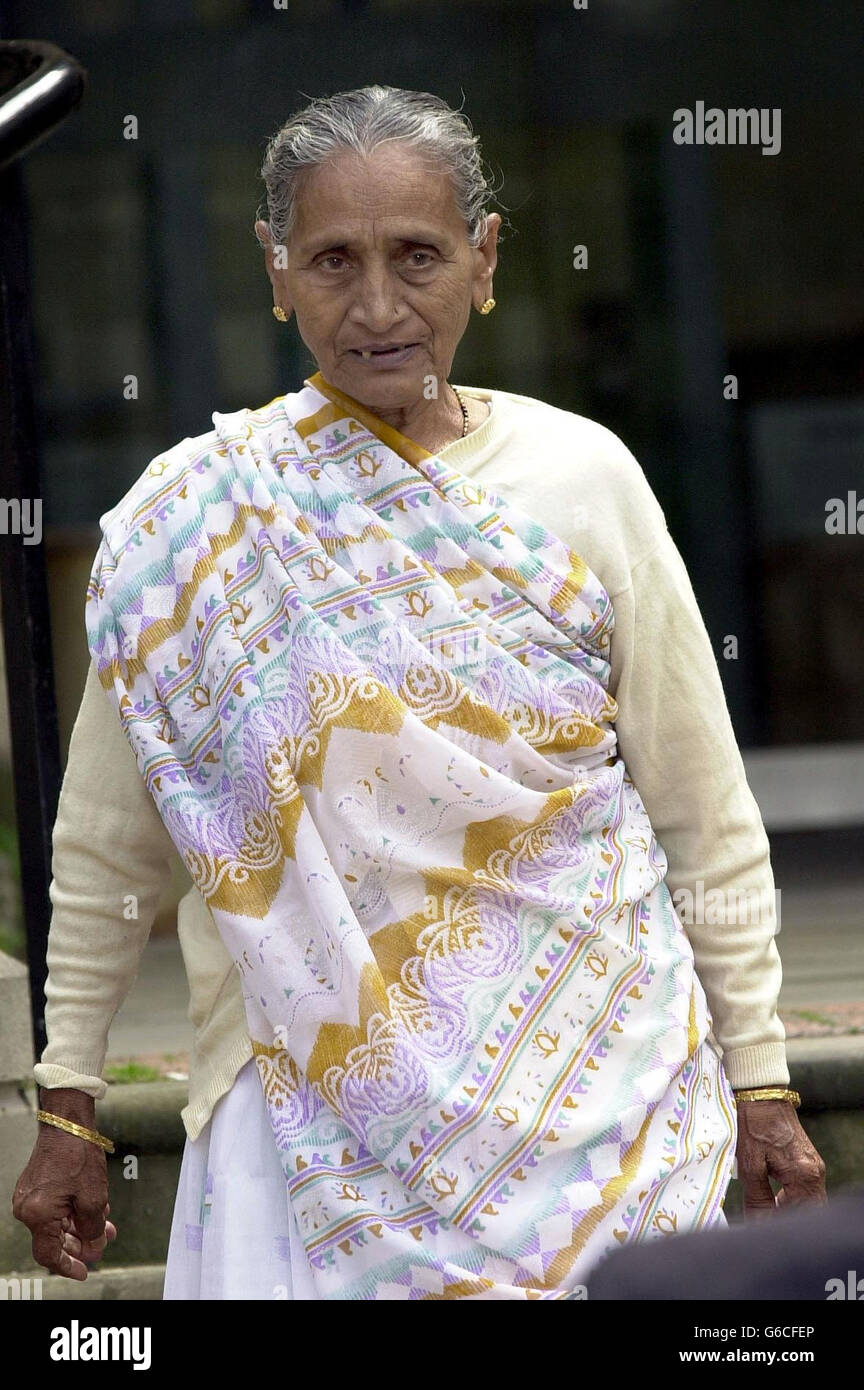 Surajben Patel, 80, leaves Reading Crown Court, where she told the court how she herself had lost five children in early infancy. * Mrs Patel is the maternal grandmother of Trupti Patel, 35, a qualified pharmacist who is accused of murdering her two baby sons and baby daughter in separate incidents between 1997 and 2001. Stock Photo