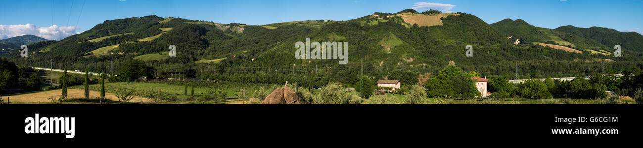 Early morning views of the hills at Sasso Marconi near Bologna in Italy. Stock Photo