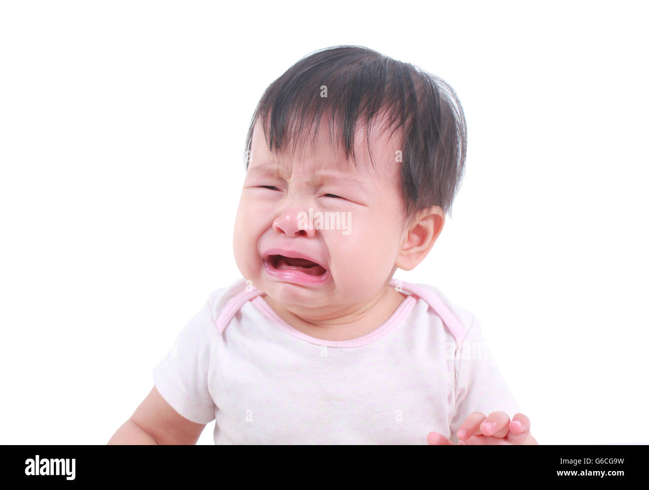 About to cry Asian baby girl Stock Photo