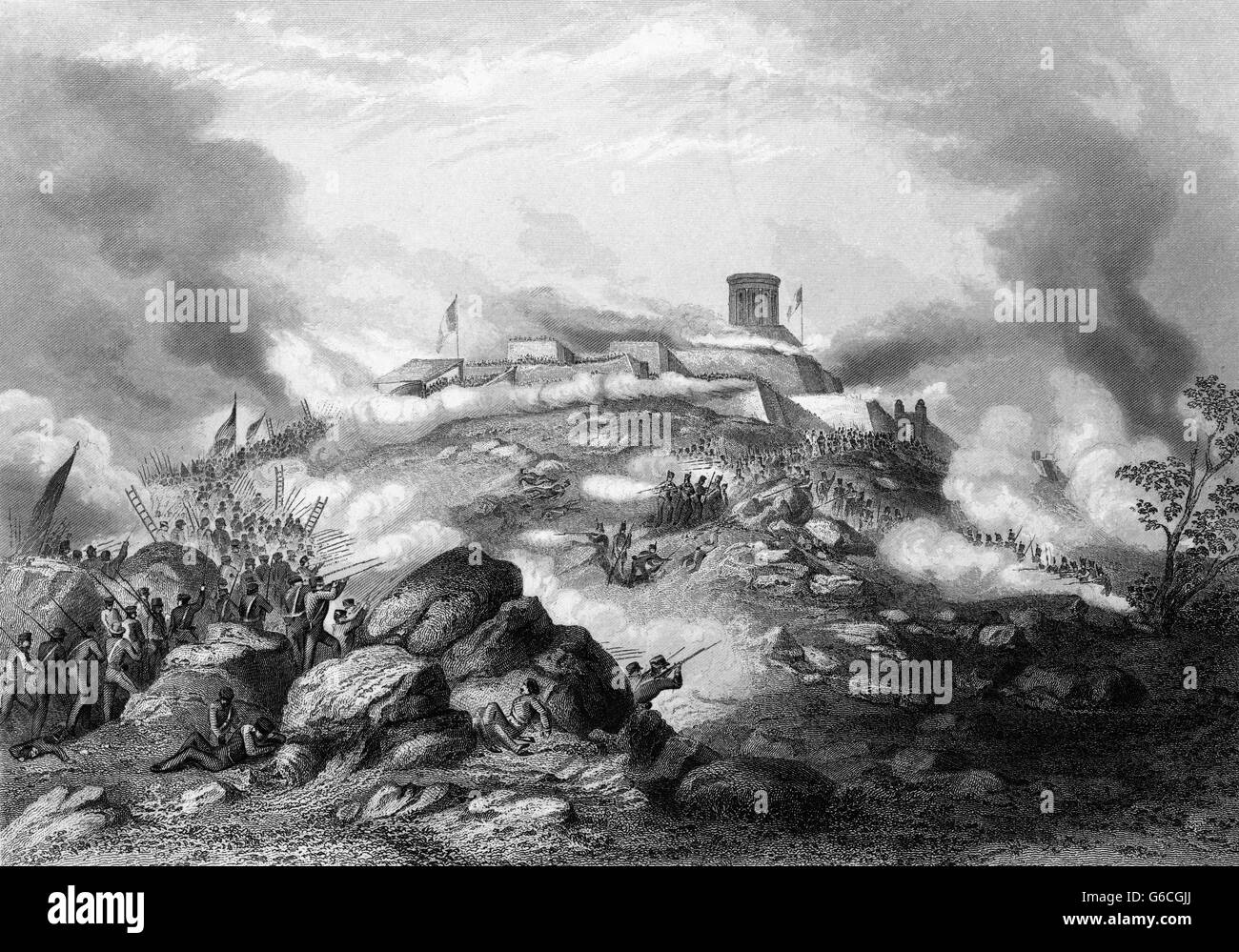 1840s SEPTEMBER 1847 MEXICAN-AMERICAN WAR THE BATTLE OF CHAPULTEPEC NEAR MEXICO CITY Stock Photo