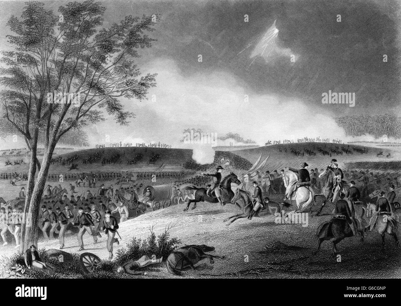 1860s MAY 1863 GENERAL SICKLES COVERING THE RETREAT OF UNION FORCES BATTLE OF CHANCELLORSVILLE SPOTSYLVANIA COUNTY VIRGINIA USA Stock Photo