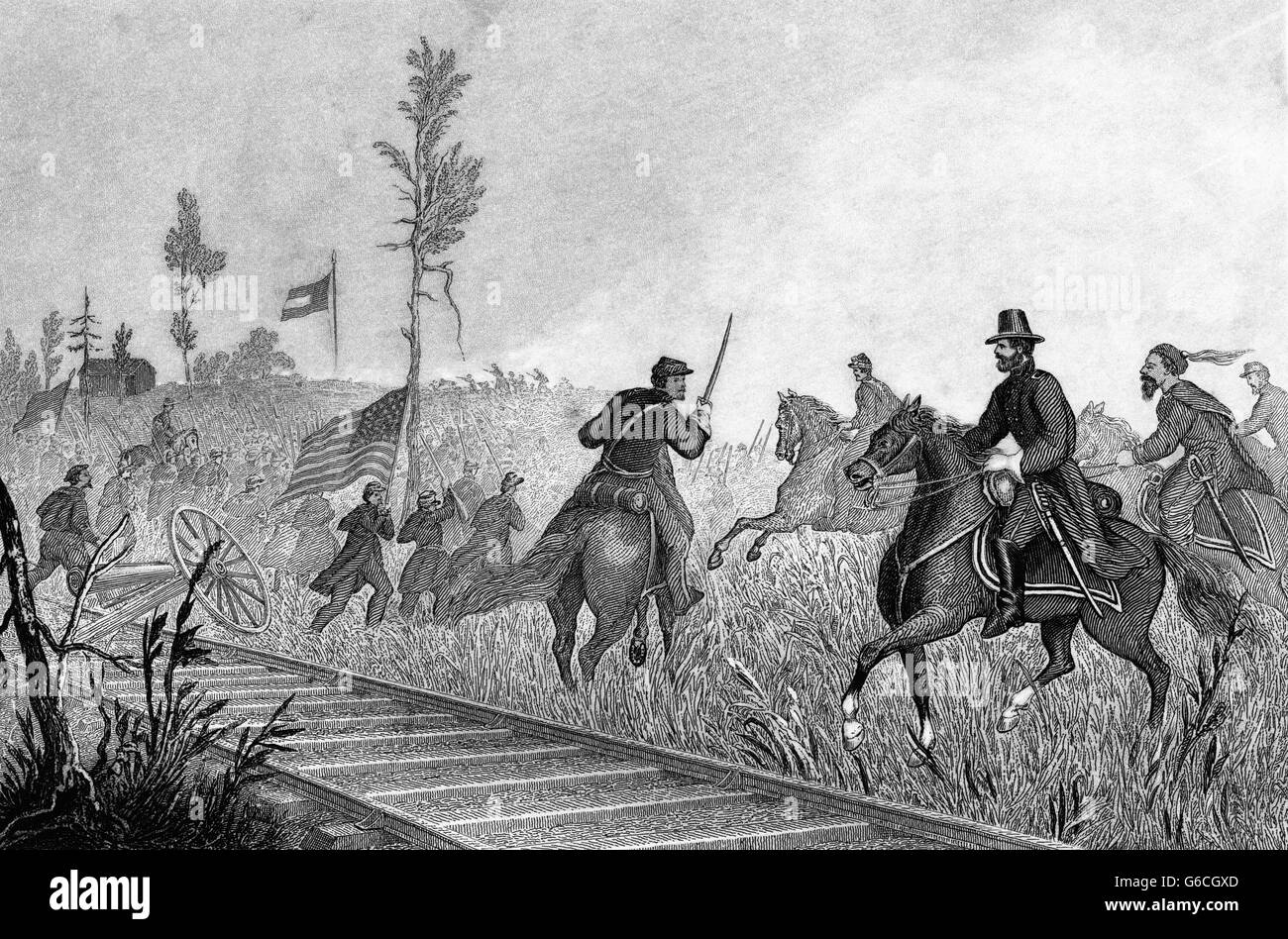 1860s MARCH 1862 GENERAL AMBROSE BURNSIDE ON HORSEBACK DURING THE BURNSIDE EXPEDITION BATTLE OF NEW BERN NORTH CAROLINA USA Stock Photo