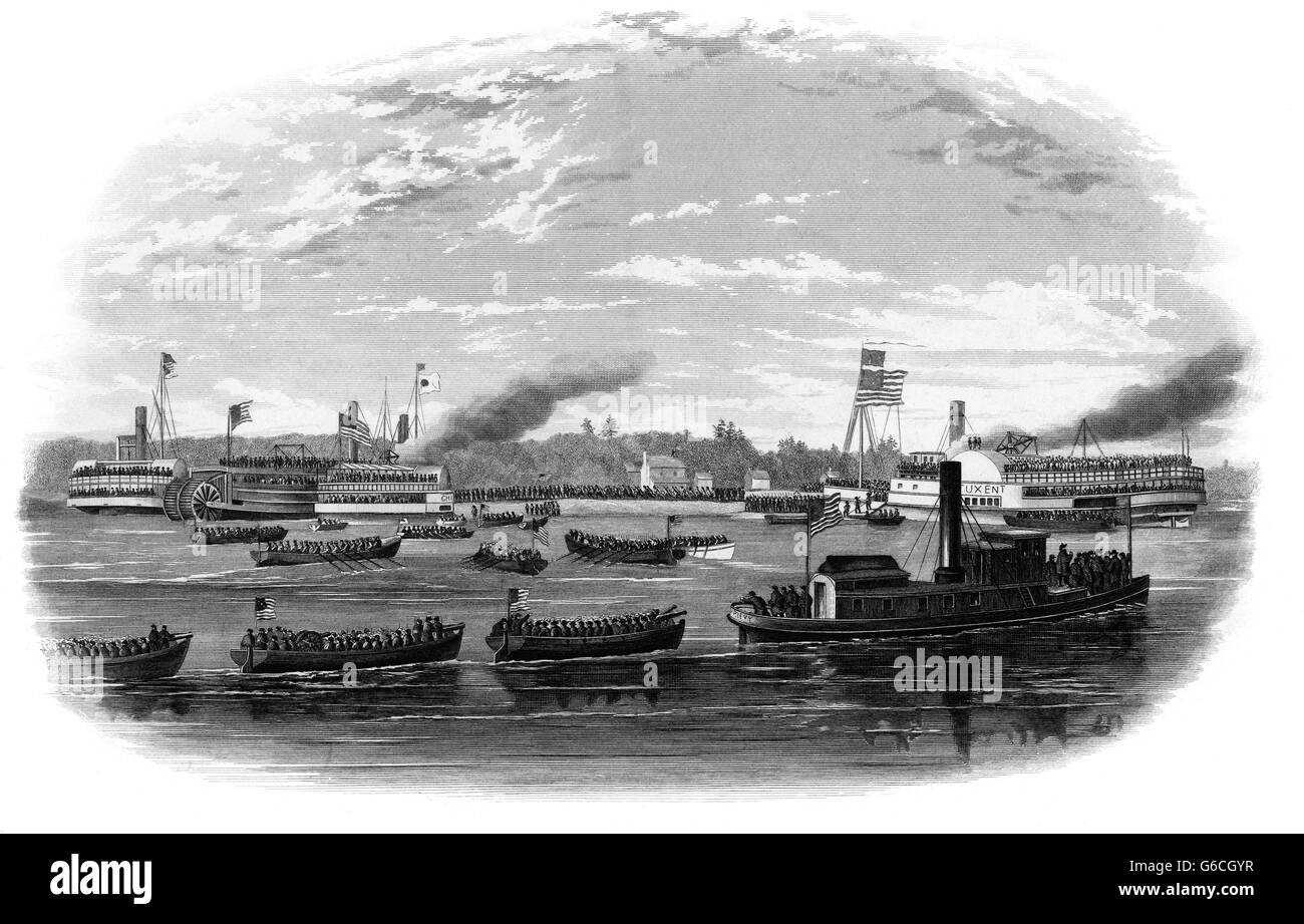 1860s FEBRUARY 1862 GENERAL AMBROSE BURNSIDE EXPEDITION LANDING ON ROANOKE ISLAND NORTH CAROLINA USA Stock Photo