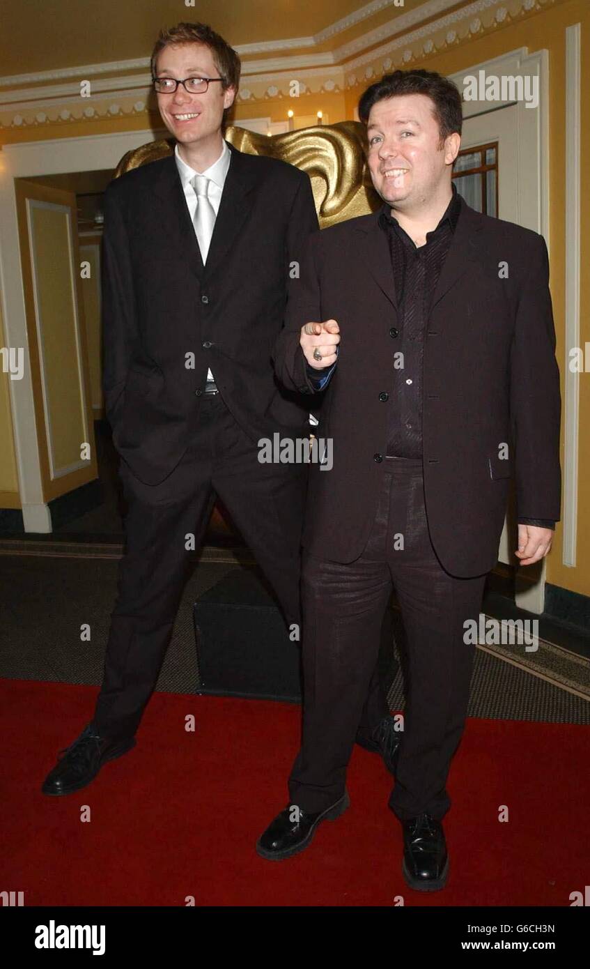 Ricky Gervais (right) and Stephen Merchant arrive for the BAFTA
