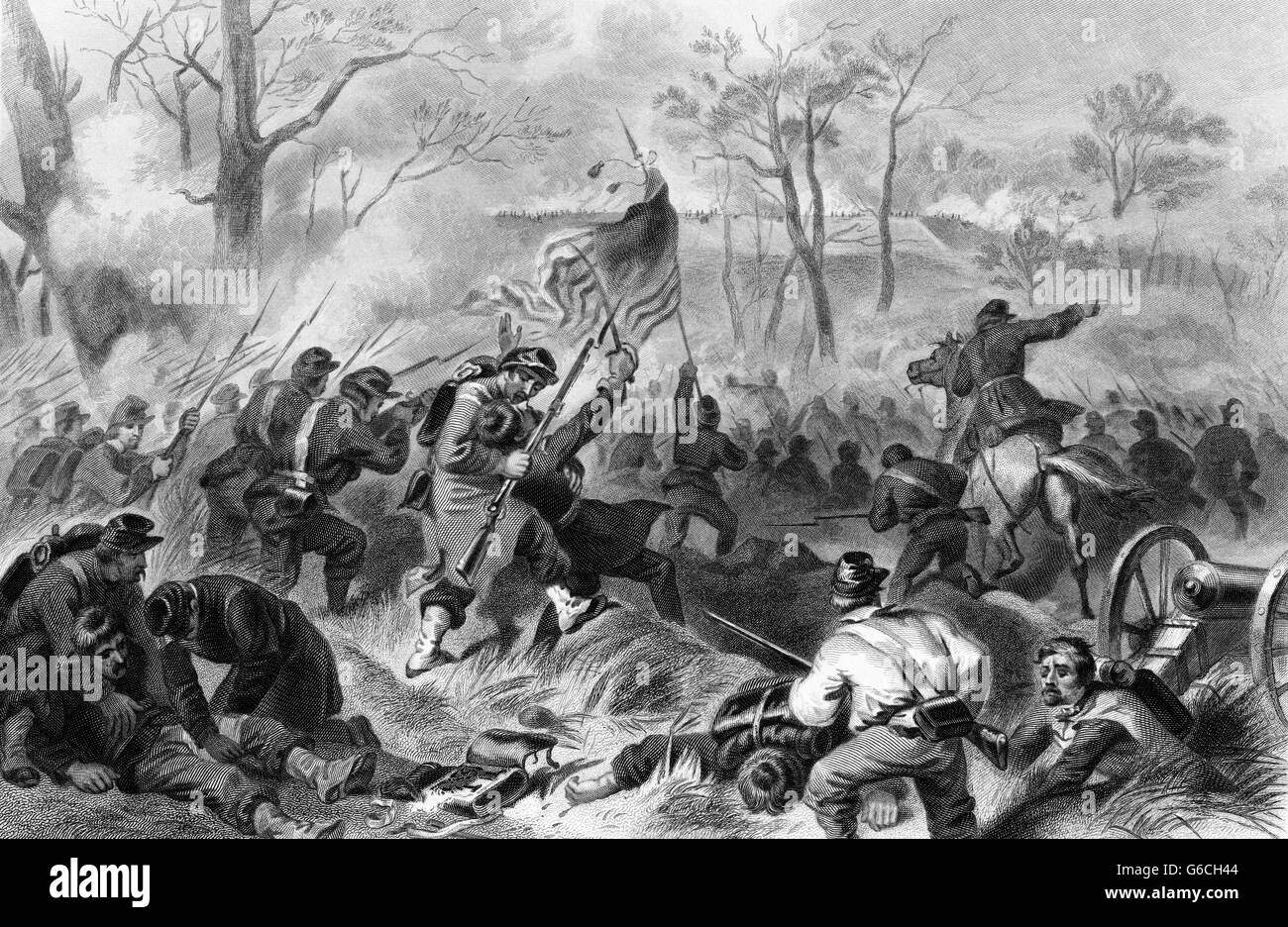 1860s 1862 CAPTURE OF FORT DONELSON TENNESSEE CHARGE OF GENERAL SMITH'S UNION DIVISION Stock Photo