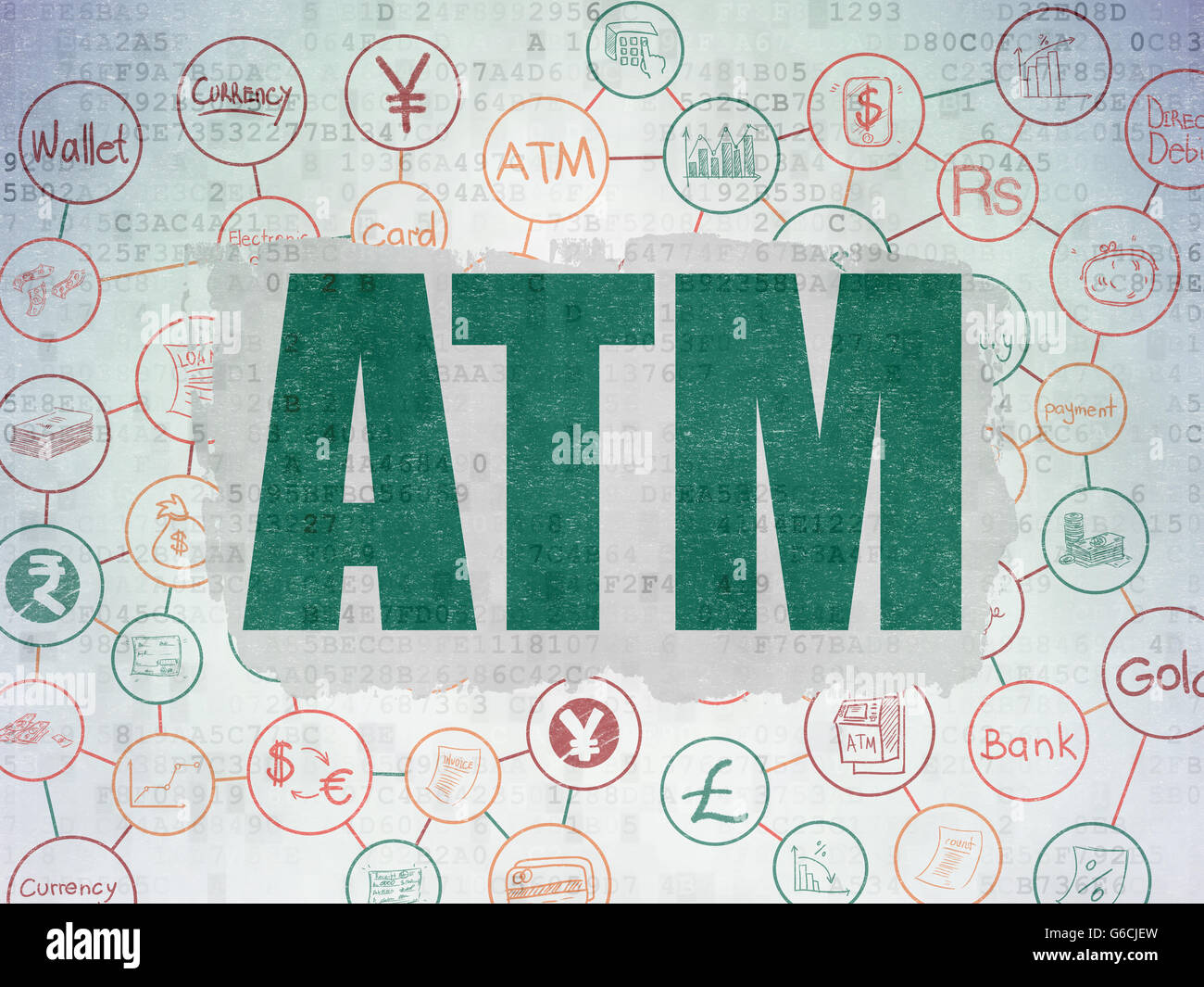 Banking concept: ATM on Digital Data Paper background Stock Photo - Alamy