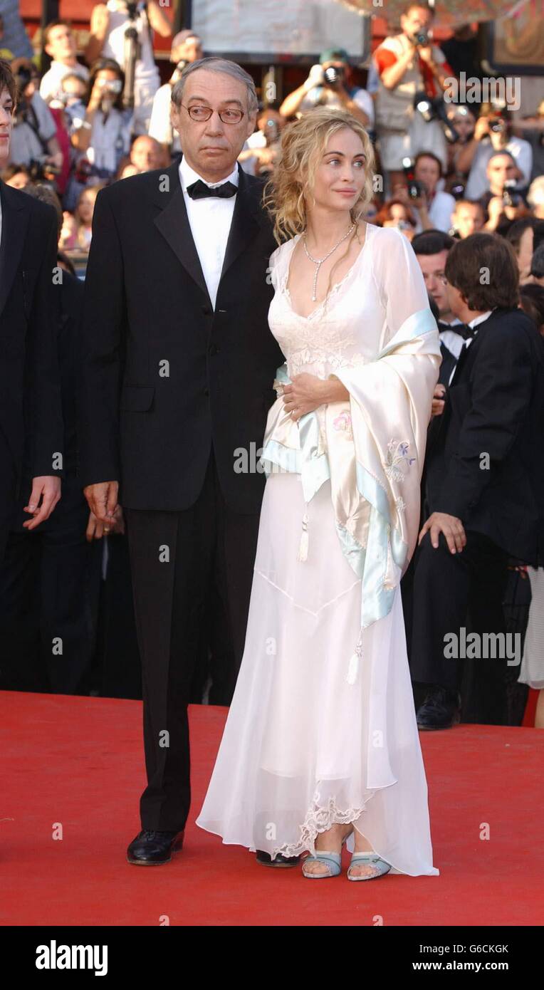 Director Andre Techine and actress Emmanuelle Beart, arrive at the premiere of their lastest film 'Les Egares' at the Palais des Festival in Cannes. Stock Photo