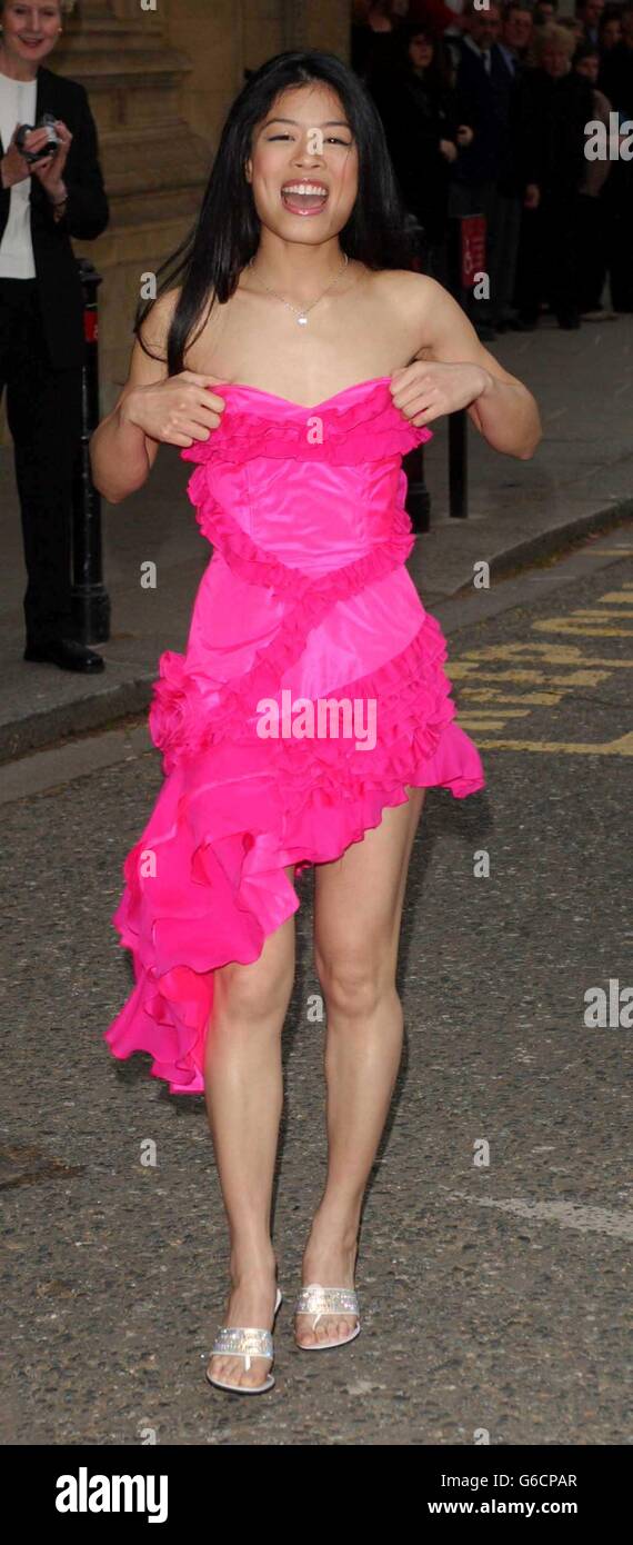 Violinist Vanessa Mae arriving at the Royal Albert Hall, in London, for the Classical BRIT Awards 2003. Stock Photo