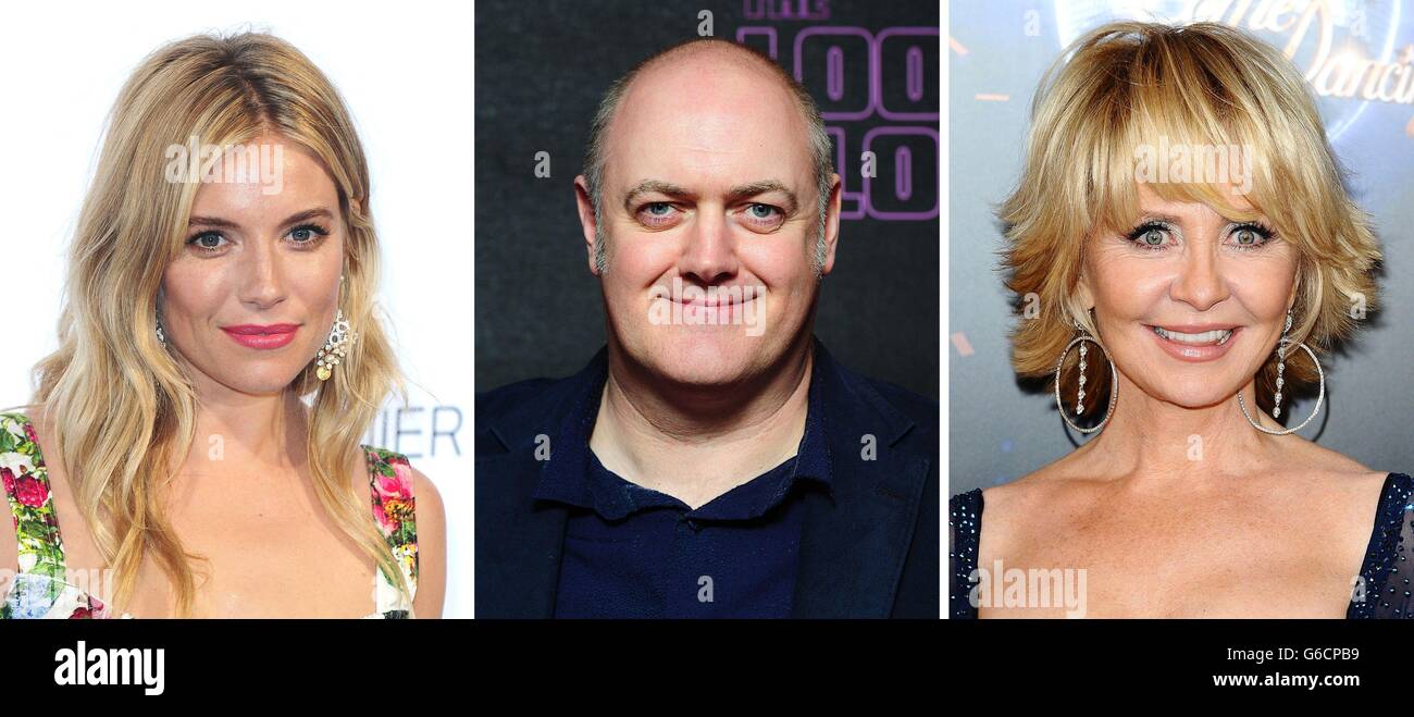 File photos of (from the left) Sienna Miller, Dara O'Briain and Lulu. Stock Photo