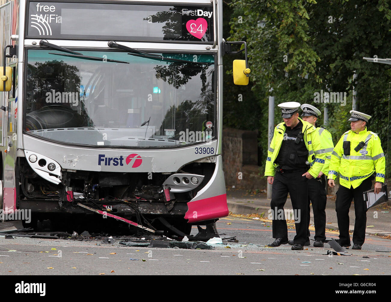Road crash in Glasgow Stock Photo