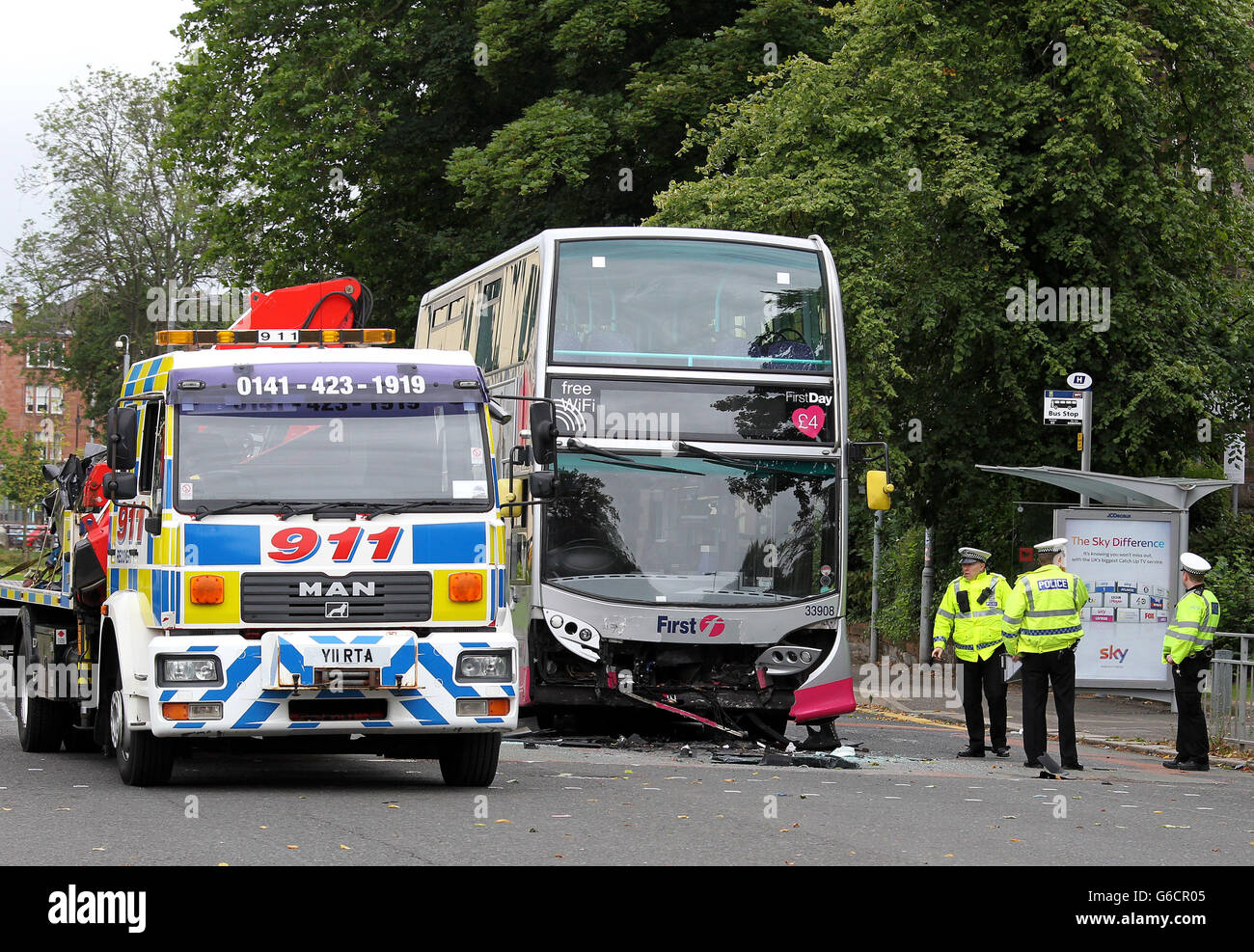Road crash in Glasgow Stock Photo