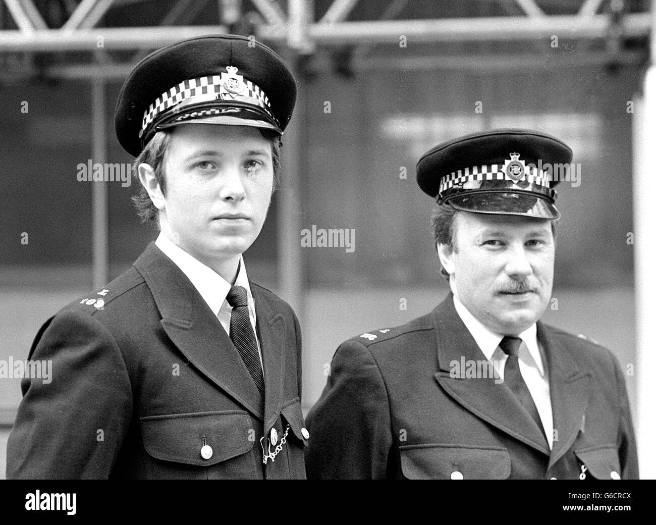 PCs Clive Blake (l), 25, and Ian Rickard, 34, who helped detain two men in Brixton, London, after a car chase following the assassination attempt on Israeli ambassador, Schlome Argov near the Dorchester Hotel. Stock Photo