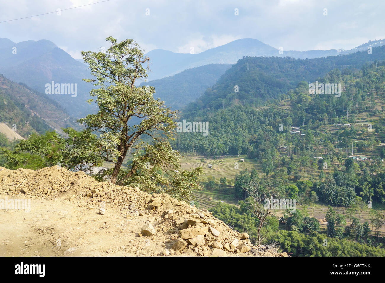 Beautiful roadside scenery en route to Pelling, Sikkim from Darjeeling, West Bengal, India Stock Photo