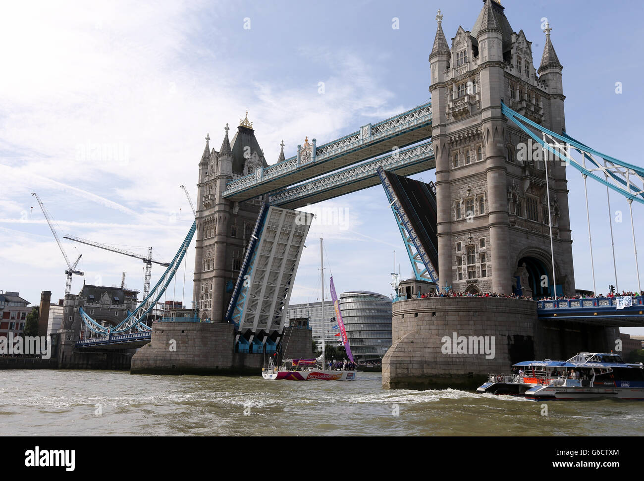 General view of Tower Bridge open as theDerryLondonderryDoire yacht ...