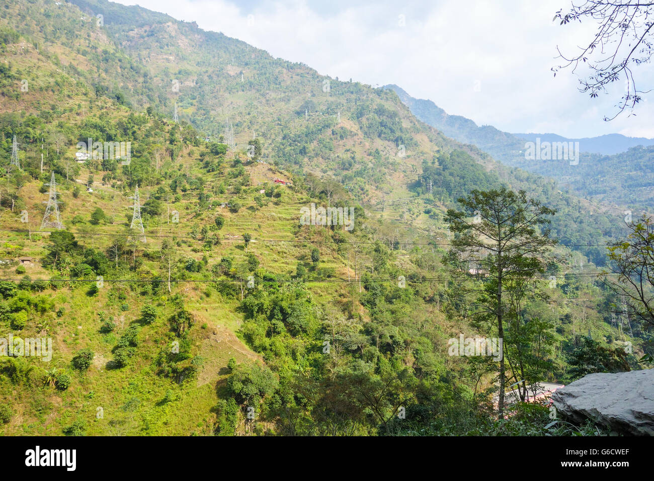 Beautiful roadside scenery en route to Pelling, Sikkim from Darjeeling, West Bengal, India Stock Photo