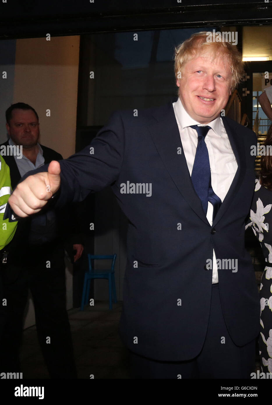 Boris Johnson leaves after casting his vote at Hanover Primary School