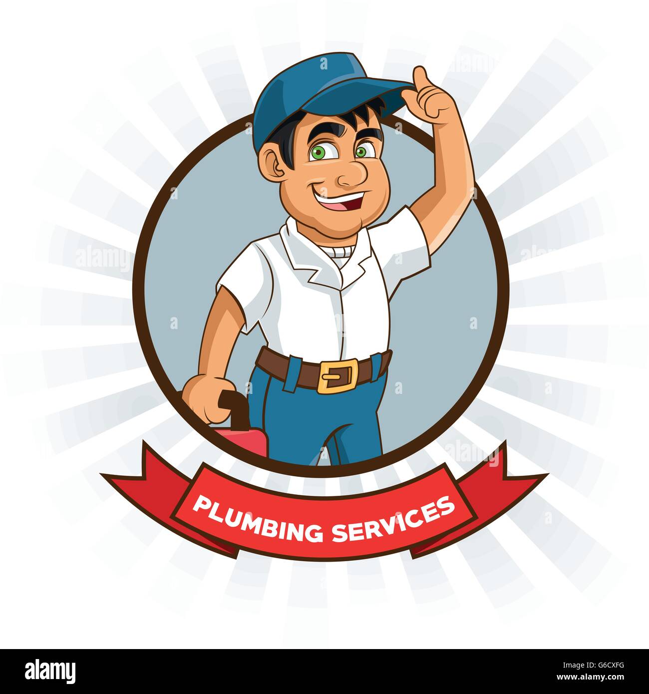 Plumbing Service Plumber Cartoon Design Vector Graphic Stock Vector