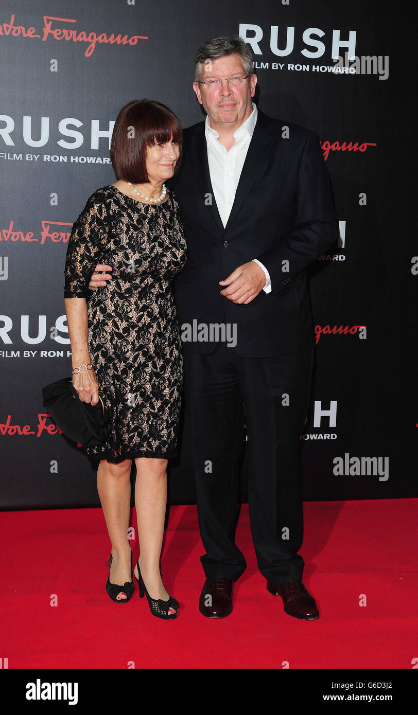 Rush' Premiere - London. Ross and Jean Brawn attend the premier of Rush at  Odeon Leicester Square, London Stock Photo - Alamy
