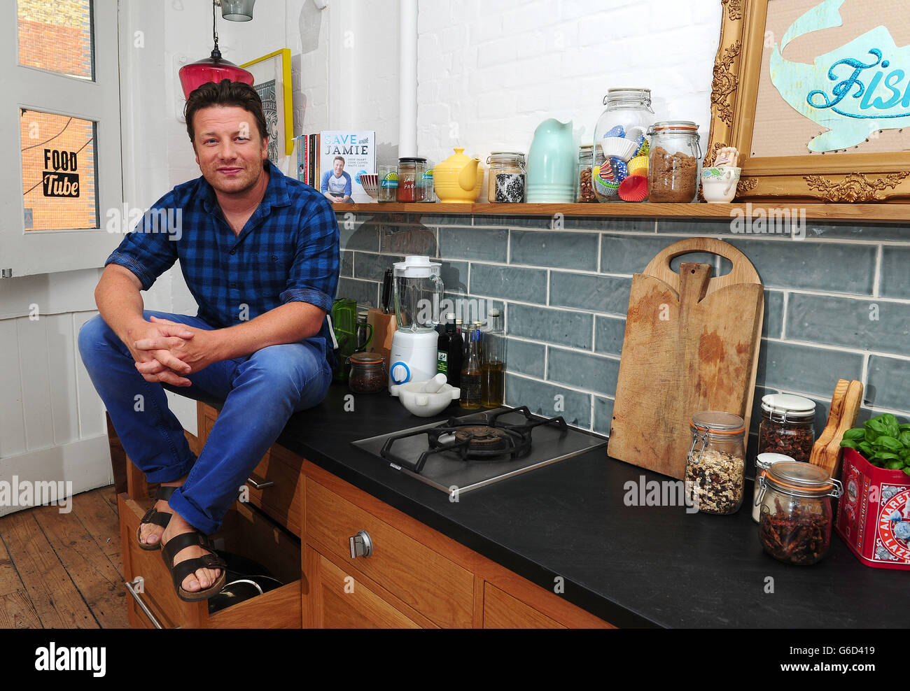 Jamie oliver promotes save jamie hires stock photography and images