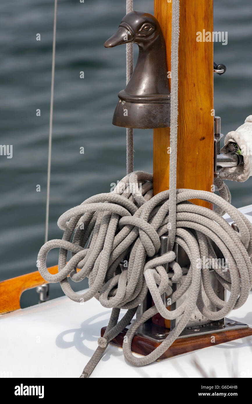 Rope on a yacht sailing in close up , detail Stock Photo Alamy