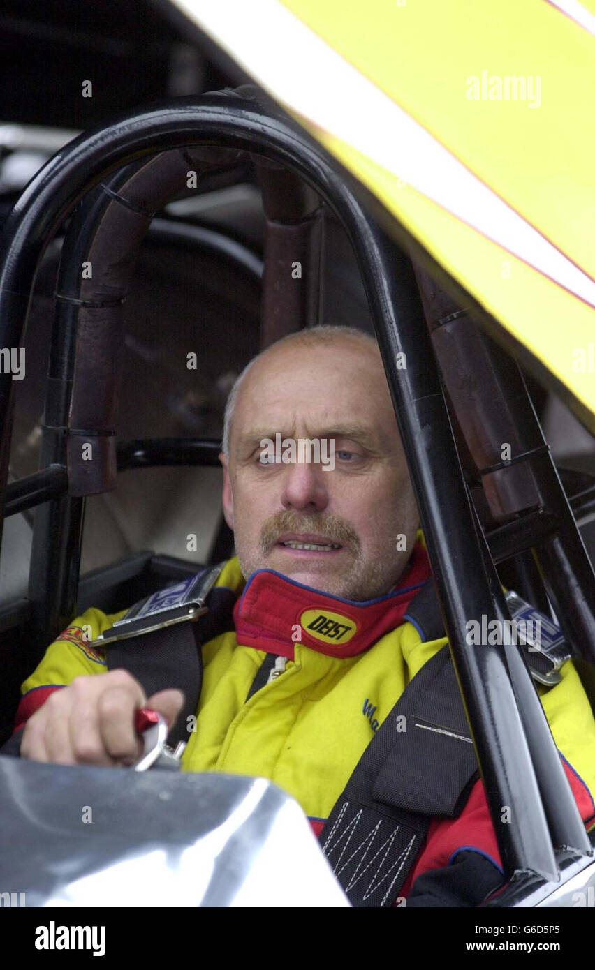 Martin Hill, the driver of the Fireforce 2 jet car, failed because of poor weather to break the Scottish landspeed record. * The 10,000 horse power jet-propelled car, which is capable of speeds of up to 270mph, was aiming to cover a quarter of a mile in less than eight seconds at Crail airfield in Fife. Stock Photo