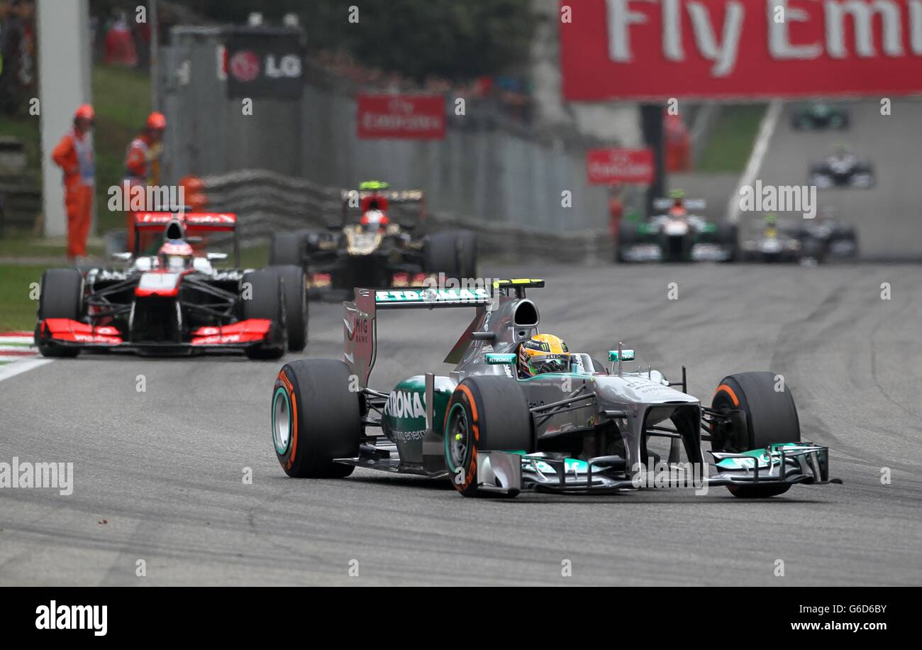 Mercedes' Lewis Hamilton as he enters Variante Ascari during the ...