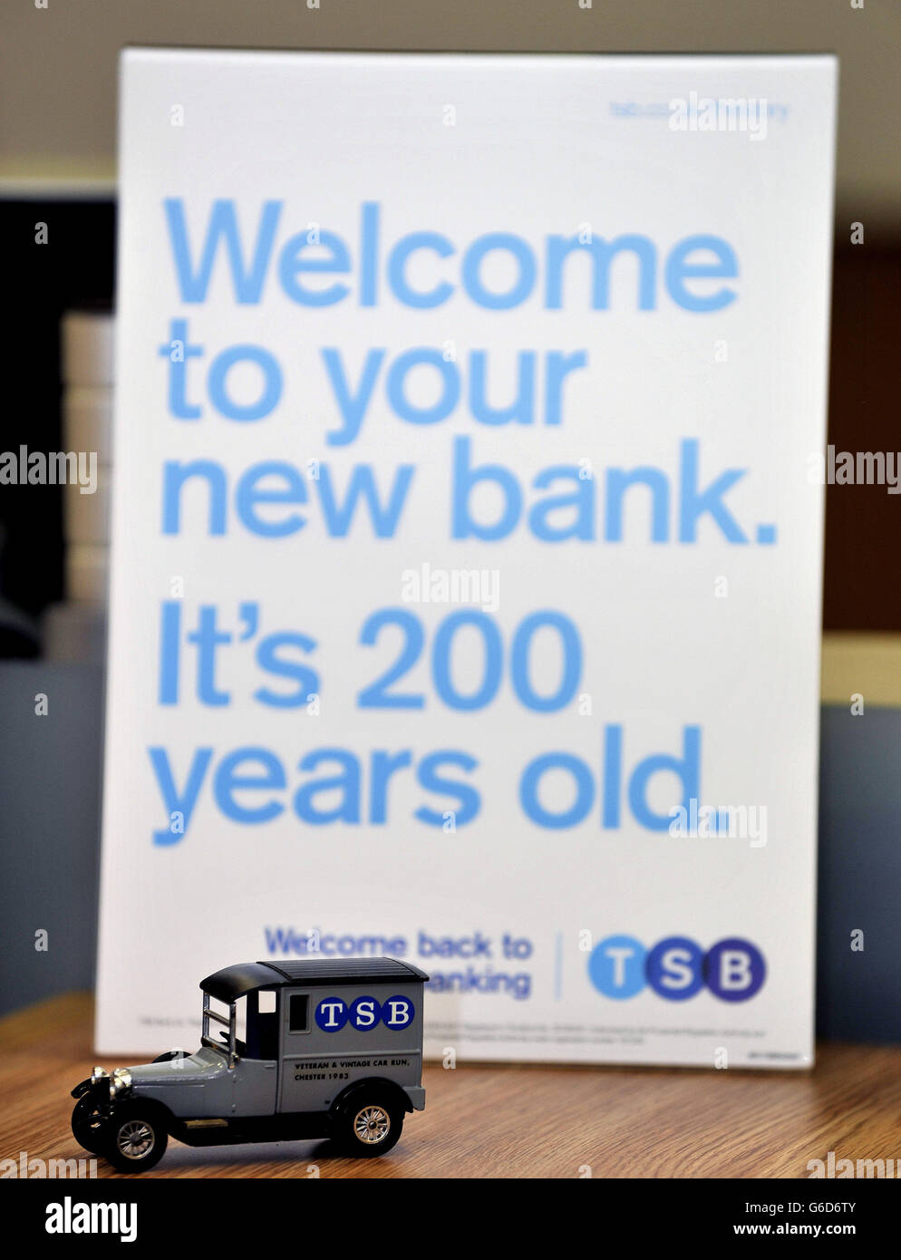 TSB chief executive Paul Pester opens a branch of TSB in Baker Street, London on the bank's first day of trading, launched by Lloyds Banking Group, more than 600 branches and eight million accounts have been split from Lloyds in order to meet European competition rules. Stock Photo