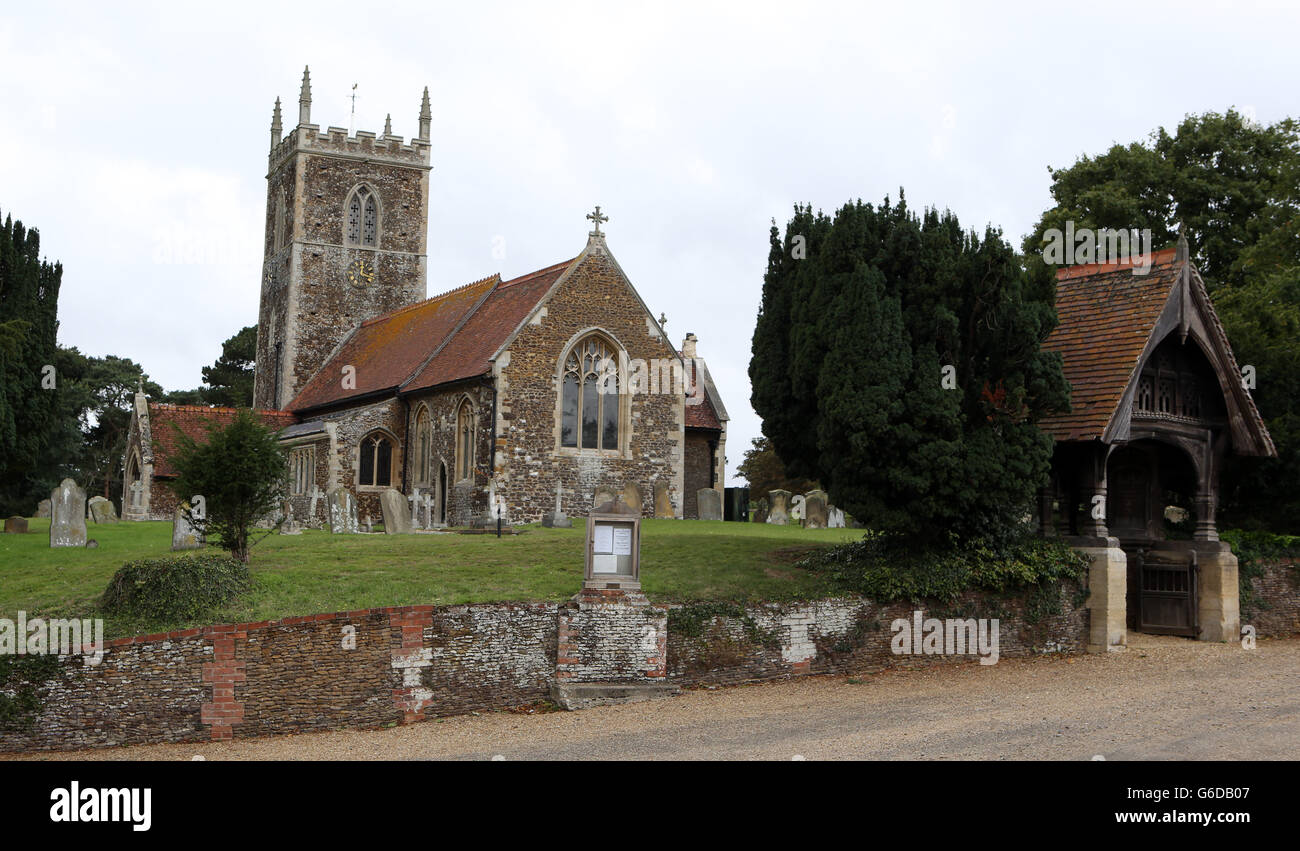 General view of St Peter and St Paul church in West Newton village, Norfolk, a neighbouring village to Anmer, and Anmer Hall, on the Royal Sandringham Estate in Norfolk, which the Duke and Duchess of Cambridge will use as their country home. Stock Photo