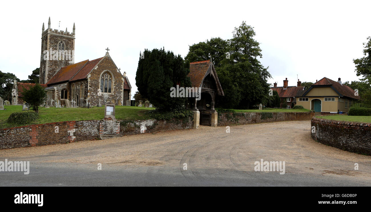 General view of St Peter and St Paul church in West Newton village, Norfolk, a neighbouring village to Anmer, and Anmer Hall, on the Royal Sandringham Estate in Norfolk, which the Duke and Duchess of Cambridge will use as their country home. Stock Photo