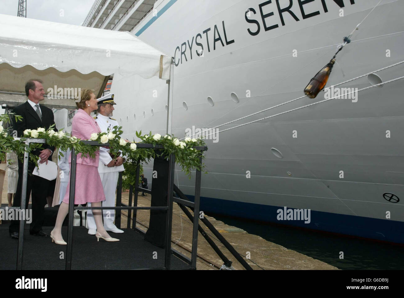 Actress And Entertainer Dame Julie Andrews Just After Christening New Luxury Cruise Ship Crytsal Serinity In Portsmouth Dame Julie Sent One Of Only Four Specially Commissioned Six Litre Bottles Of Louis