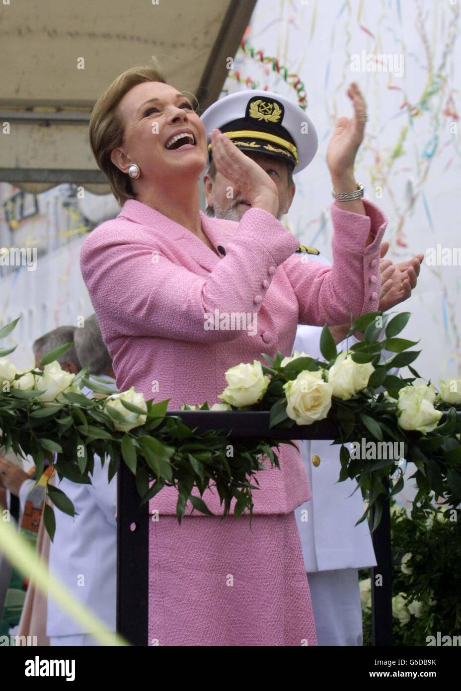 Actress And Entertainer Dame Julie Andrews During Christening New Luxury Cruise Ship Crystal Serinity In Portsmouth Dame Julie Sent One Of Only Four Specially Commissioned Six Litre Bottles Of Louis