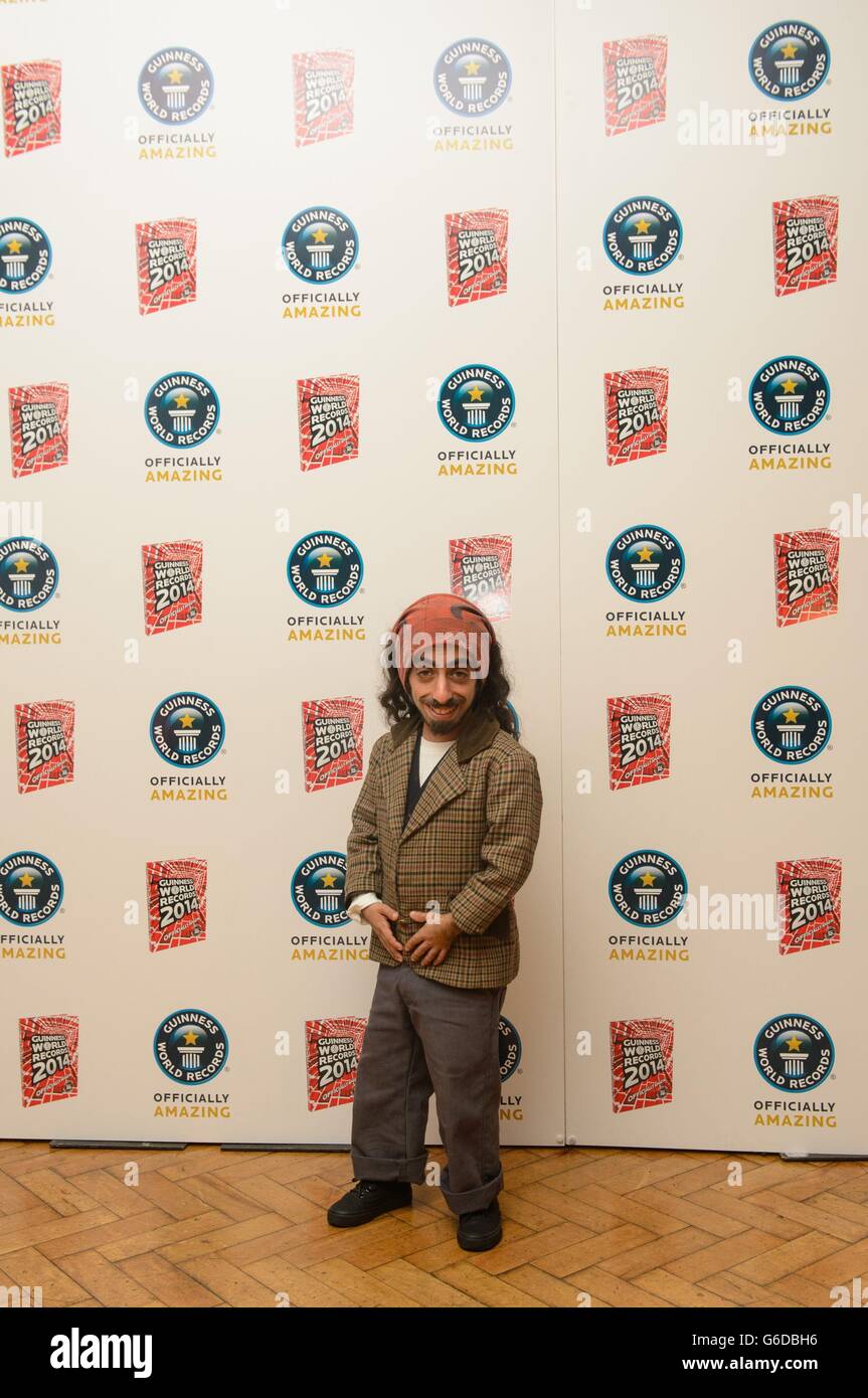 Imaan Hadchiti, Guinness world record holder for 'shortest standup comedian' arriving at the Guinness World Records 2014 Launch Party, at One Marylebone, in central London. Stock Photo