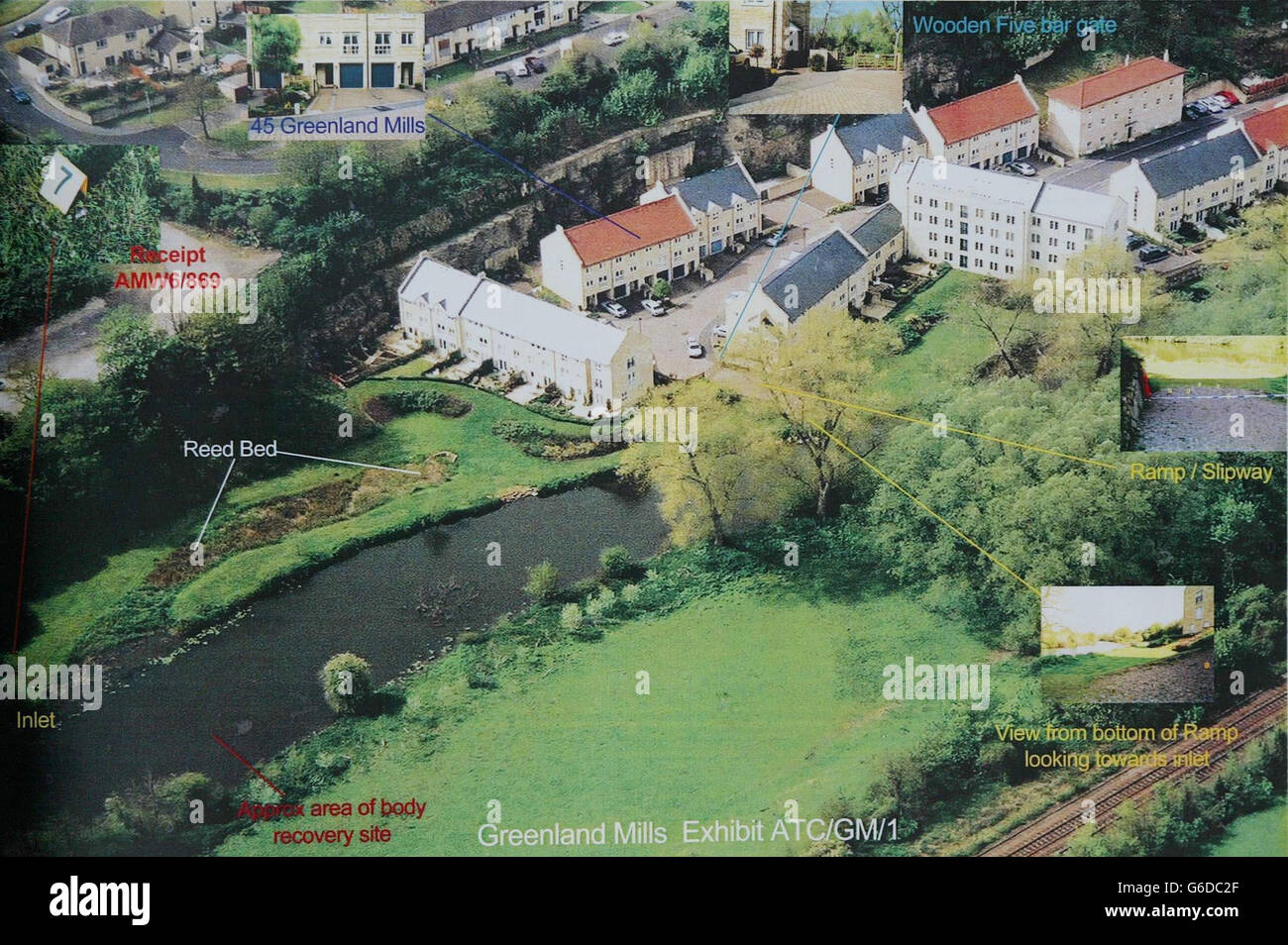 A Police issued aerial photograph, released, of the scene at Bradford on Avon, Wiltshire where Randle Williams killed his wife Natalie in April 2002 . * Natalie's body was found submerged in a river near their home in Bradford-on-Avon, Wilts, the day after her husband reported her missing. He told police she had taken the dog for a late-night walk and never returned. The dog had come back alone covered in water and with its lead still on. See PA story COURTS Husband. PA Photo/Wiltshire Police. Stock Photo