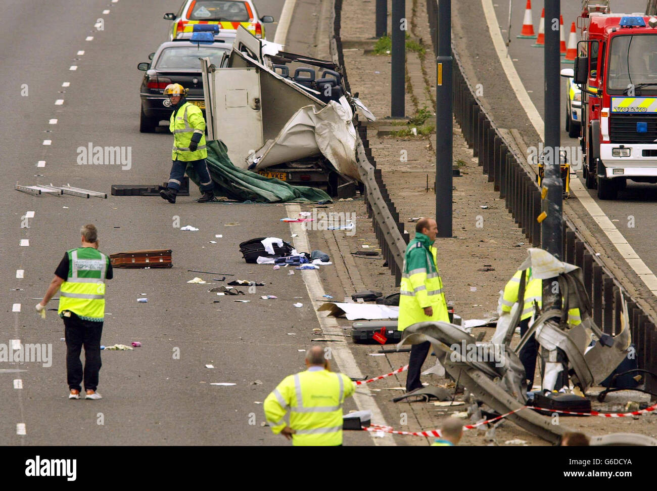 Which involved minibus top centre of picture three other vehicles hi