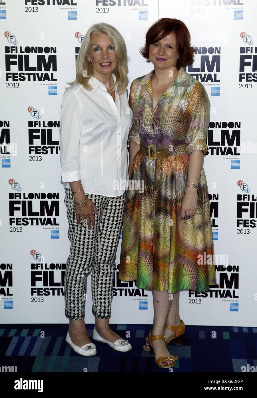 Clare Stewart, BFI Head of Cinemas and Festivals (right) and Amanda Nevill, BFI CEO (left) attend a photocall at the Odeon Cinema, Leicester Square, London as part of a launch event for the 57th BFI London Film Festival. Stock Photo