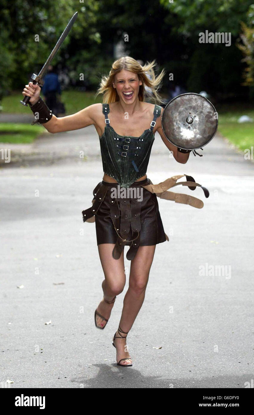 Model Joanne Lawden dresses up as Boadicea, the Warrior Queen in central London, on the same day the nation celebrates the 50th Anniversary of the Queen's Coronation. * Boadicea topped a poll run by Cancer Reserach UK and Tesco to find the British Queen who best reflects the spirit of 'Race for Life', a new capaign aiming to raise 17.5 millon for Cancer Research UK this summer. Stock Photo