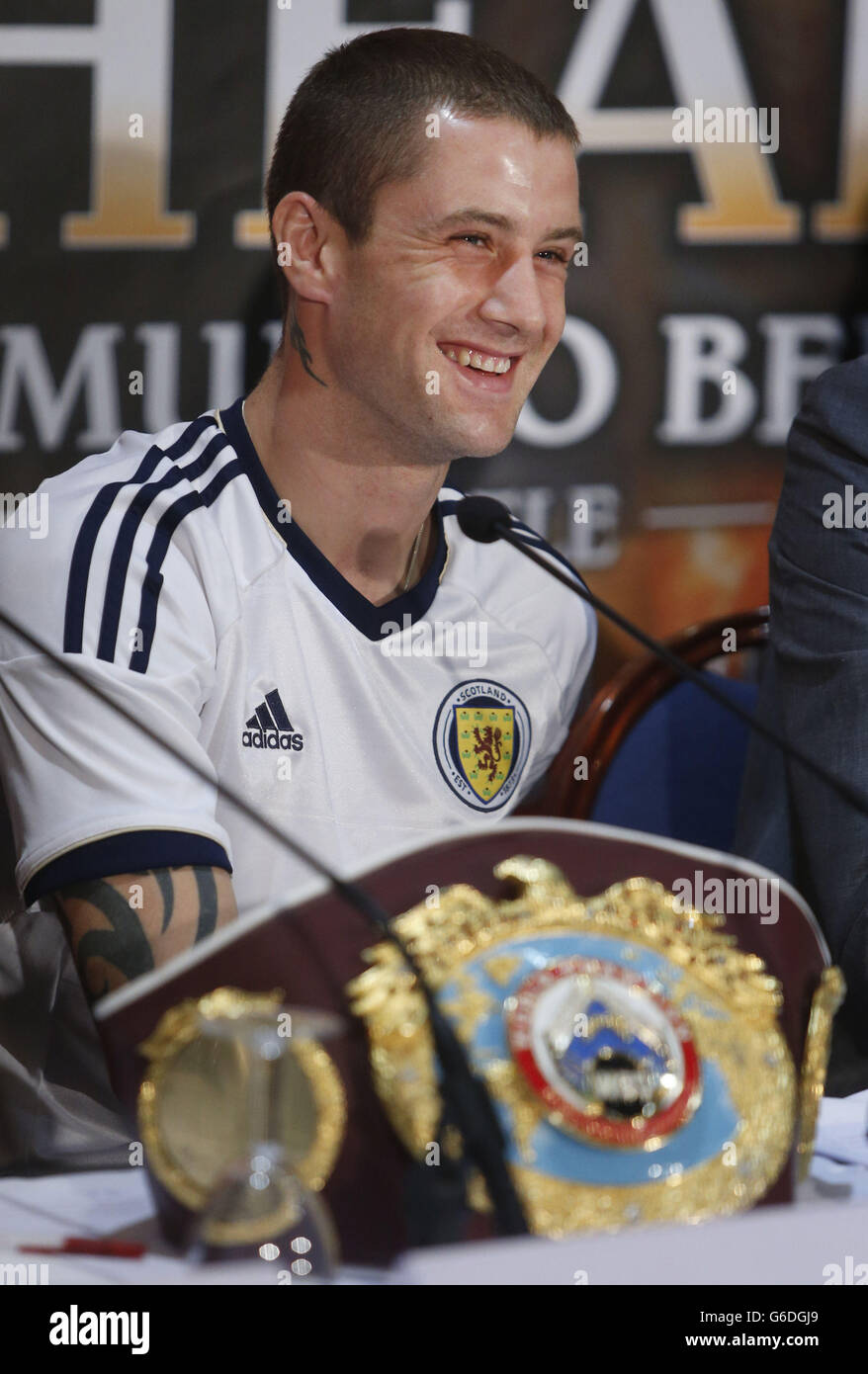 Ricky Burns during press conference at the Marriott Hotel in Glasgow ahead his fight against Raymundo Beltran on Saturday at the SECC. Stock Photo
