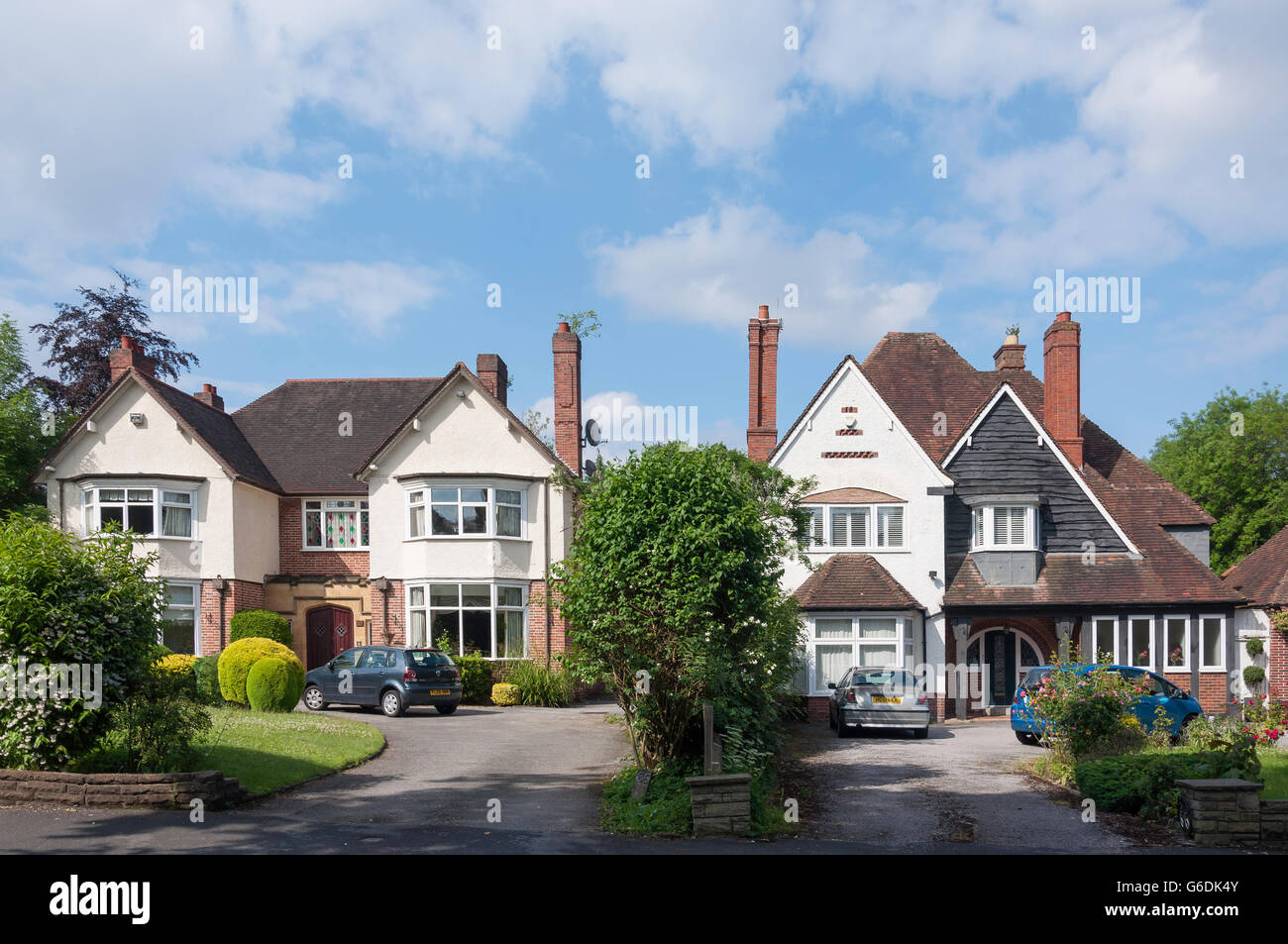 Houses on Sir Harrys Road, Edgbaston, Birmingham, West Midlands, England, United Kingdom Stock Photo