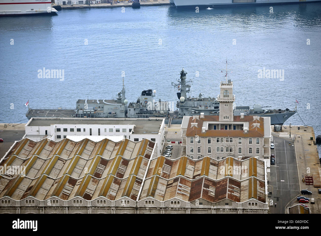 Travel stock - Gibraltar. HMS Westminster docked at Royal Navy base Gibraltar. Stock Photo