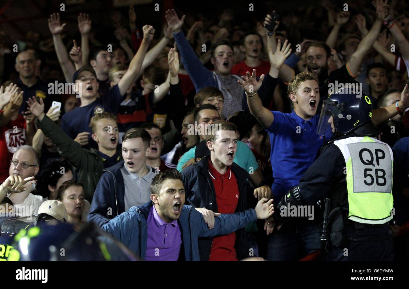 Bristol City's fans are kept away from Bristol Rovers fans by Police