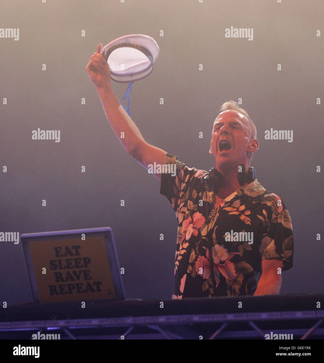 Norman Cook Better Know As Fatboy Slim Performing On The Main Stage Stock Photo Alamy