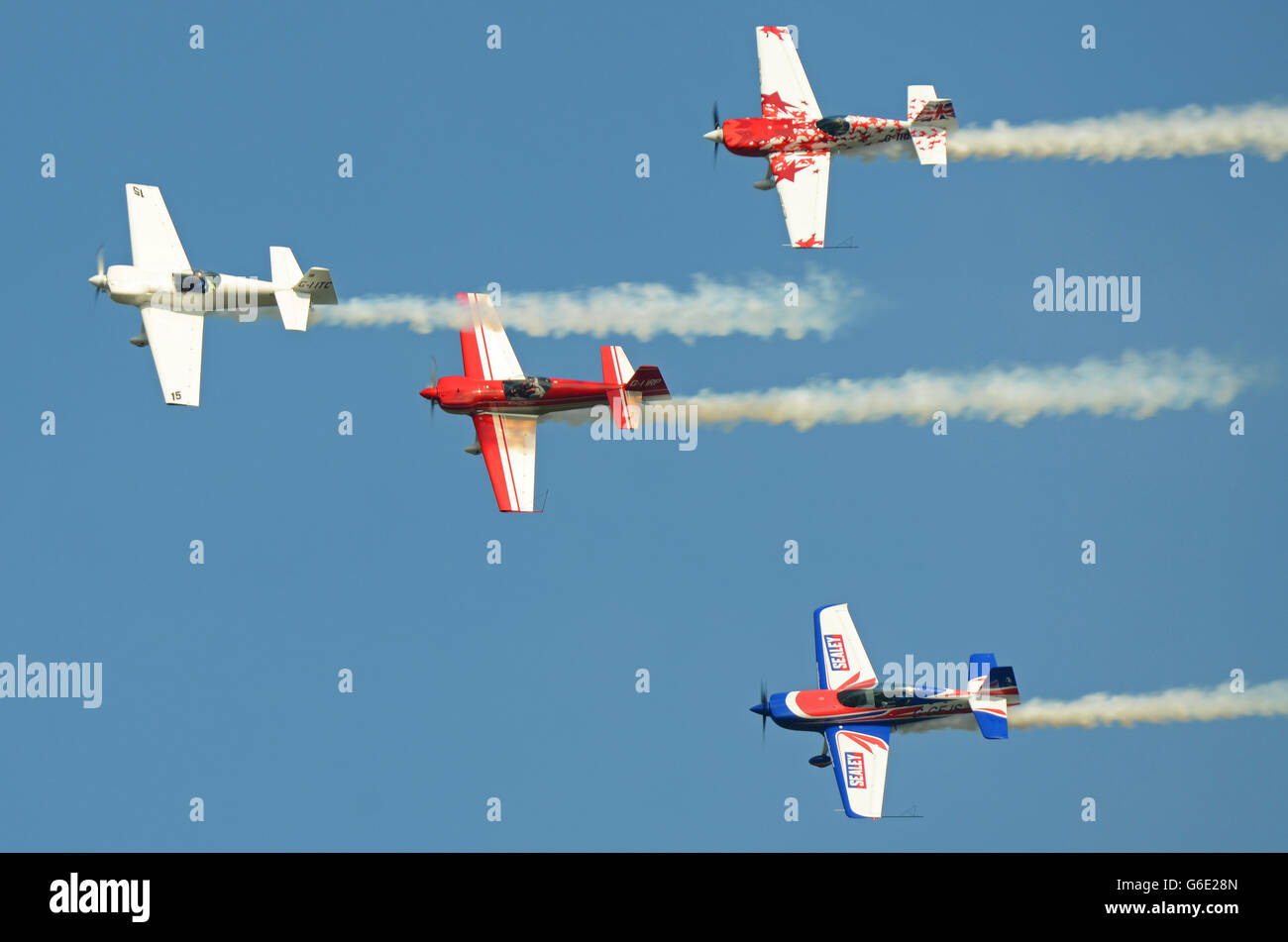 Global Stars team provide spectacular formation air displays or solo air displays in the UK and Worldwide Stock Photo