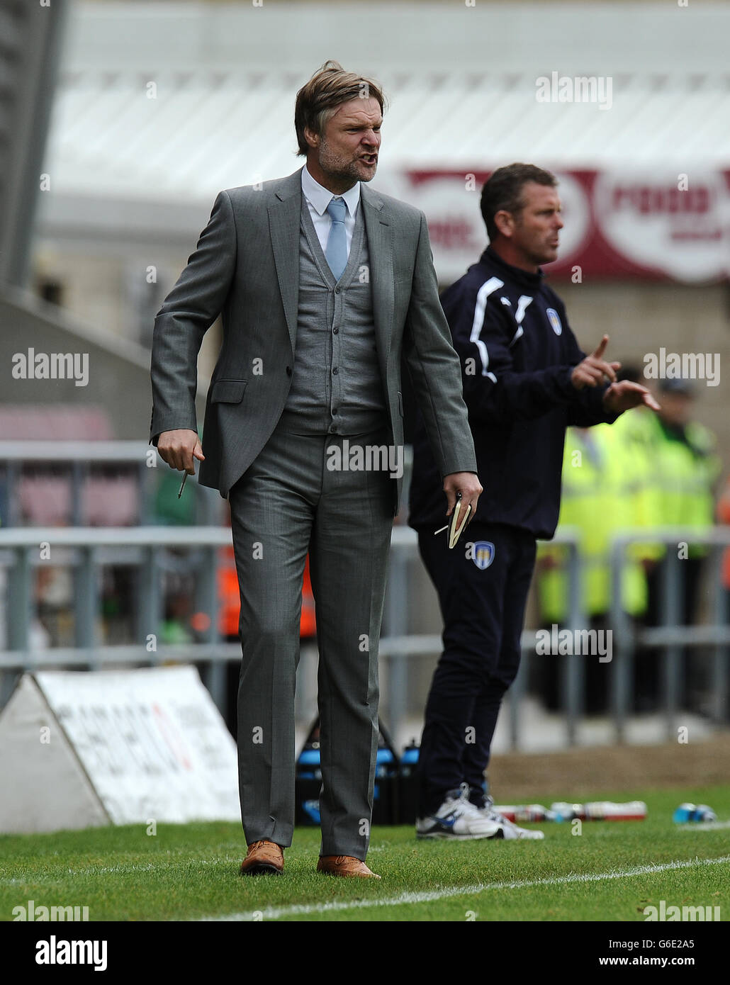 Coventry City's manager Steven Pressley on the touchline Stock Photo