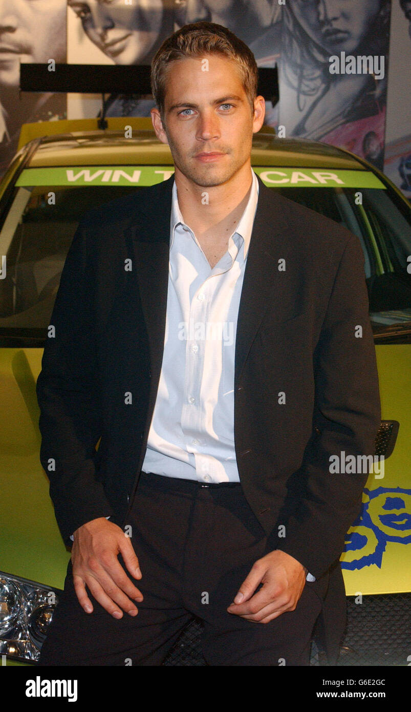Actor Paul Walker at the 2 Fast 2 Furious party in Poland Street, London. Stock Photo