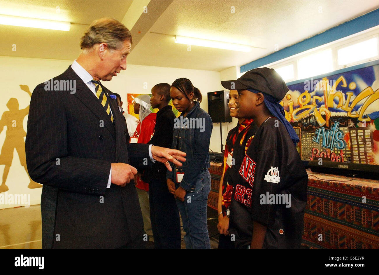 The Prince of Wales talks to local people at the Sighthill Youth Centre in Glasgow, during a tour of Scotland. * During the visit to the housing estate - one of the most deprived in the country - the Prince was shown what efforts have been made to overcome the area's bad image. The Prince visited the scheme with Prince William in 2001, when the area was in the midst of racial tension following the murder of asylum seeker Firsat Dag. Stock Photo