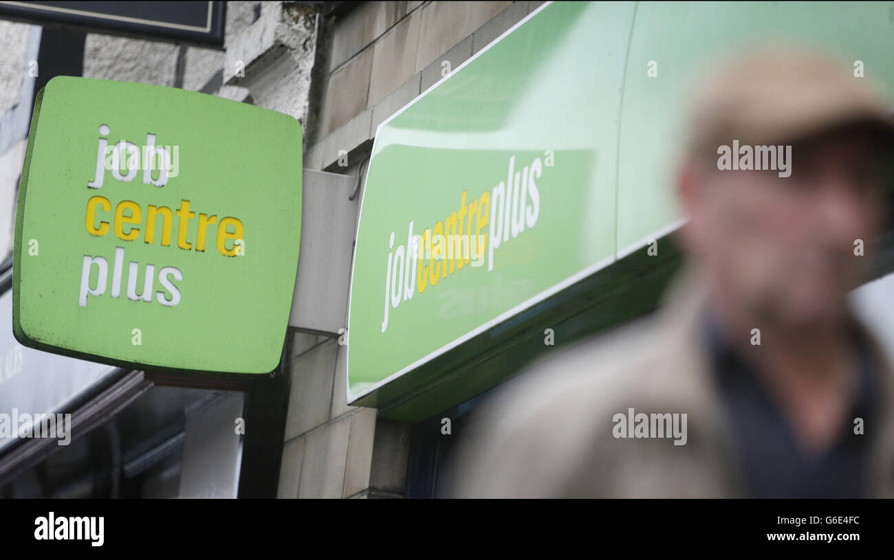 General view of a job center plus office in Glasgow as mixed signals